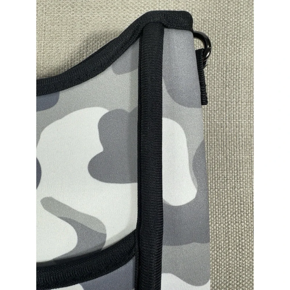 Neoprene Camo Crossbody Stripe Webbing Stripe Pink Orange Gray - NEW With Tag